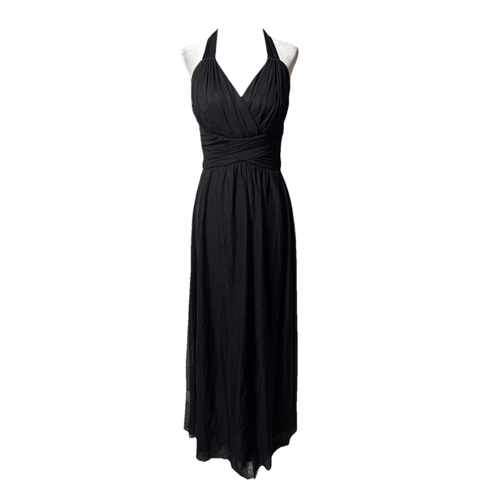 White House Black Market Black Halter Maxi Dress Size 2 - Picture 1 of 10